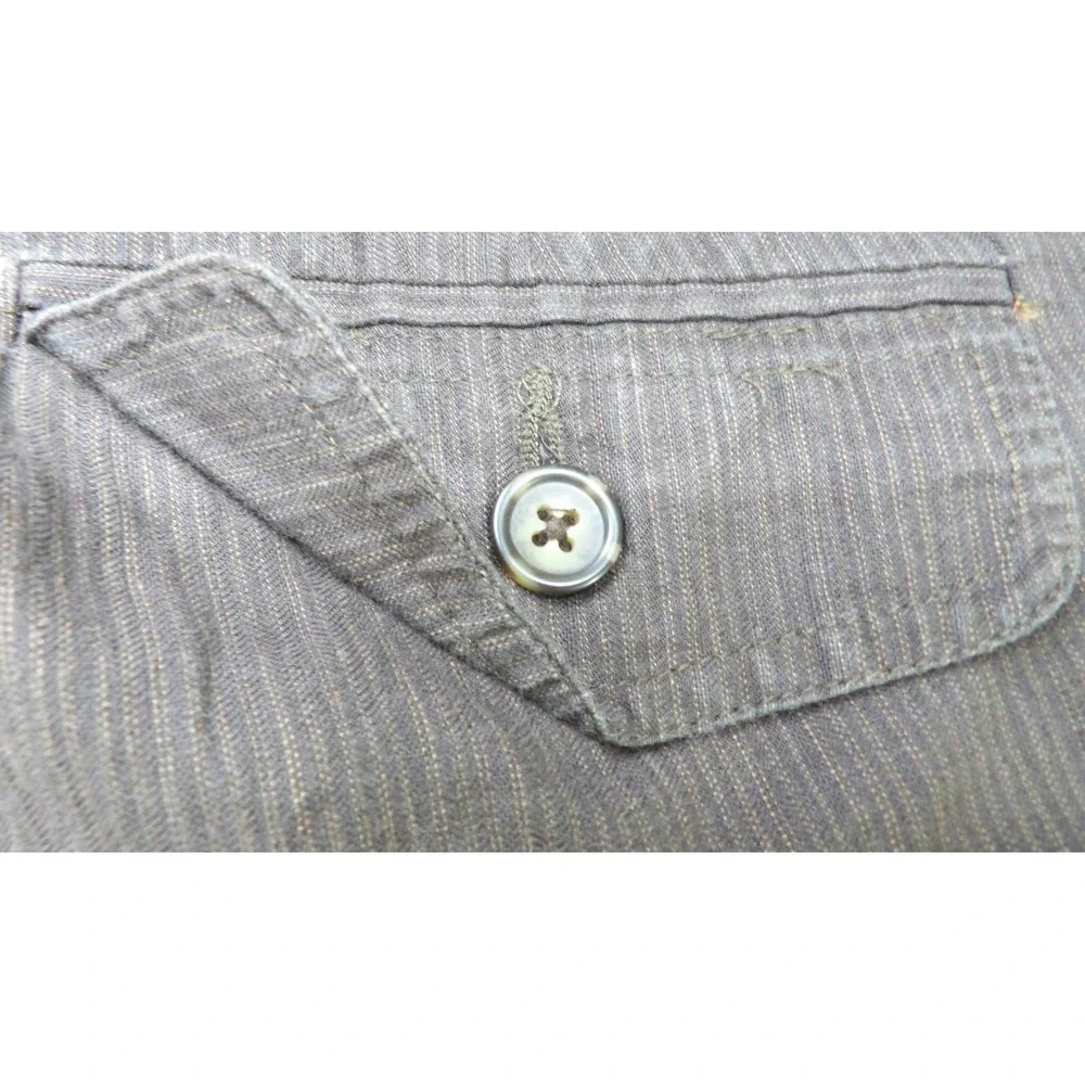 Banana Republic Women Brown Linen Blend Wide Leg Pant Pinstripe 6 Regular Office